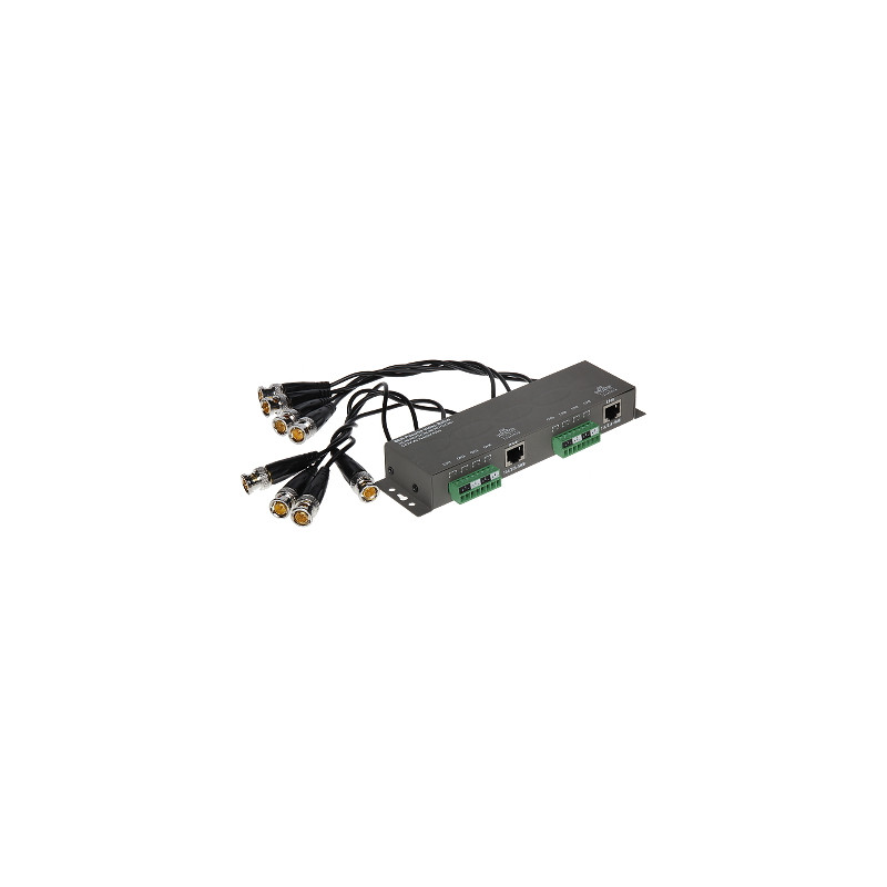 8-kanalinis pasyvus vaizdo transformatorius AHD CVI TVI CVBS 4K UHD RJ45 BNC metalinis korpusas 400m diapazonas Delta TR-8M