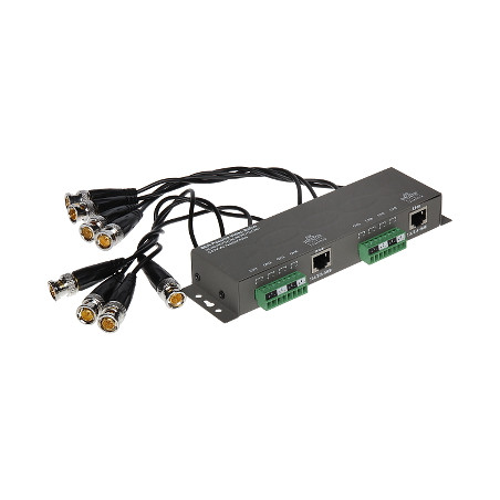8-kanalinis pasyvus vaizdo transformatorius AHD CVI TVI CVBS 4K UHD RJ45 BNC metalinis korpusas 400m diapazonas Delta TR-8M