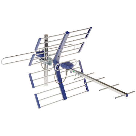 Antenna Direzionale DVB-T2 DAB+ VHF UHF LTE 5G Combo Professionale da Esterno in Alluminio ad Alto Guadagno TELMOR TT-W19-SILVER