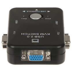 VGA USB KVM kapcsoló 2 portos USB 2.0 HUB elosztó 1080p Full HD Pawonik VGA+USB-SW-2/1