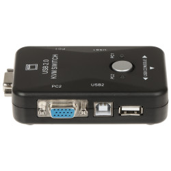 2포트 VGA USB KVM 스위치 USB 2.0 허브 1080p Full HD 분배기 Pawonik VGA+USB-SW-2/1