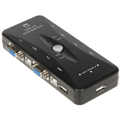 4-ports VGA USB KVM-switch USB 2.0 hub til 4 computere Full HD 1080p signalfordeler Pawonik VGA+USB-SW-4/1