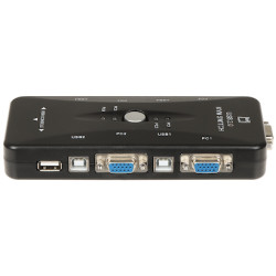 4-pordiline VGA USB KVM-lüliti USB 2.0 jaotur 4 arvutile Full HD 1080p signaalijaotur Pawonik VGA+USB-SW-4/1
