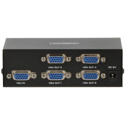 ตัวแยกสัญญาณ VGA Splitter 1x4 150MHz 1600x1280 พร้อมเครื่องขยายสัญญาณวิดีโอแบบคาสเคด D-Sub 15-pin ระดับมืออาชีพ Delta VGA-SP-1/4