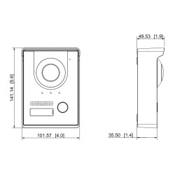 Surface mount housing with rain cover for VTO2202F video intercom IP65 silver aluminium DAHUA VTM05R