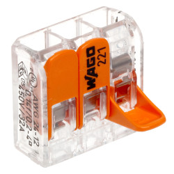 Elektrinė greitoji jungtis 3 laidų 4mm2 32A montavimo jungtis 50 vienetų rinkinys Wago WAGO-221-413*P50