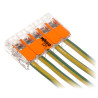 5 laidų montavimo greitoji jungtis su svirtelėmis 4mm2 32A 450V rinkinys 25 vnt oranžinė Wago WAGO-221-415*P25
