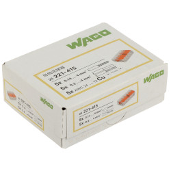 5구 레버형 설치용 퀵 커넥터 4mm2 32A 450V 25개입 오렌지색 세트 Wago WAGO-221-415*P25