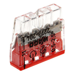 4-laidų elektros jungtis 0.5-2.5mm2 laidams 100 vienetų rinkinys raudona PUSH WIRE Wago WAGO-2273-204*P100