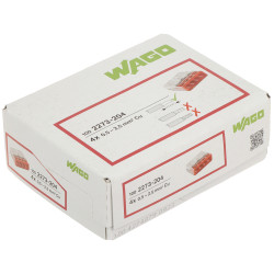 Elektrische 4-voudige snelkoppeling voor draad 0.5-2.5mm2 set van 100 stuks rood PUSH WIRE Wago WAGO-2273-204*P100