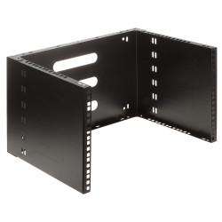 Nástěnný držák pro 19palcová RACK zařízení 6U 4U hloubka 330mm černý ocelový vertikální horizontální serverový STALFLEX WRH19-6U