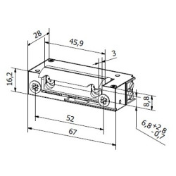 Symmetrical narrow electric strike 16.2mm radial adjustment NC 12V AC/DC bolt for left and right doors BIRA XS12UW