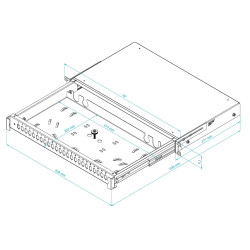 19インチ 1U 24ポート SCシンプレックス LCデュプレックス対応 スライド式光ファイバーパッチパネル ブラック STALFLEX TFSP-19-1U-24S-SC-B