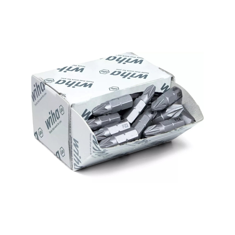 Set van 50 PZ2 25mm bits professionele schroefbits gehard staal WIHA WH/BIT-SET/PZ2*P50