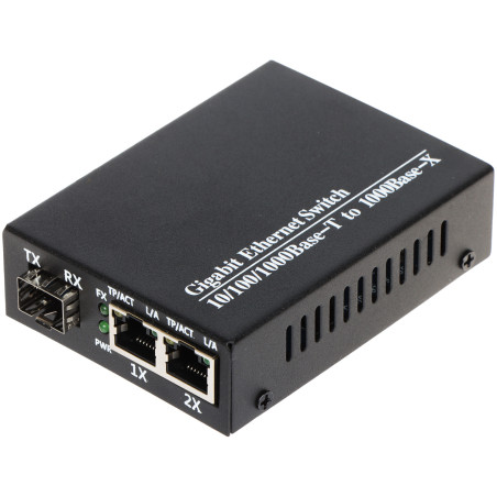 2-Port Gigabit Ethernet SFP Switch 1x SFP 2x RJ45 LAN Medienkonverter Expert EXPERT-SFP-1/2