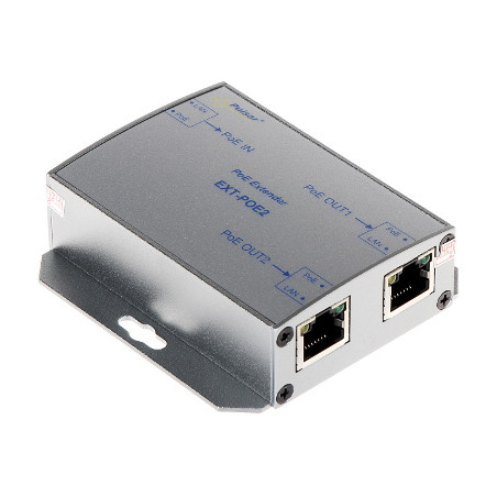 PoE-extender 1 indgang 2 udgange rækkevidde 200m IEEE 802.3af/at Fast Ethernet metalhus PULSAR EXT-POE2