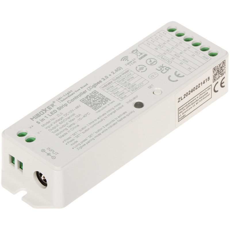 5通道 ZigBee 3.0 RGBCCT RGBWW LED 控制器 12-48V DC WiFi Tuya Smart PWM 中继器 MiBOXER / Mi-Light ZL5