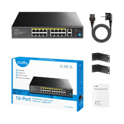 Switch PoE a 16 porte con 1 SFP e 2 Uplink RJ45 CUDY FS1018PS1