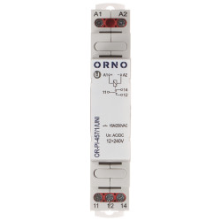 Modular electromagnetic relay for DIN rail 12-230V AC/DC 16A NO/NC Galvanic isolation LED signaling ORNO OR-PI-457/1/UNI