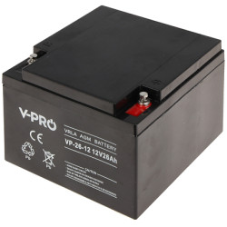 Neaptarnaujamas AGM akumuliatorius 12V 26Ah avarinio maitinimo sistemoms V-PRO 12V/26AH-VPRO