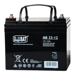Bateria AGM sem manutenção 12V 33Ah VRLA para sistemas de alimentação de emergência megaBAT 12V/33AH-MB
