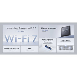 Кропка доступу Wi-Fi 7 2.4 ГГц 5 ГГц 688 Мбіт/с + 2882 Мбіт/с CUDY AP3600