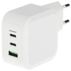 Omrežni polnilnik USB 65W GaN 2x USB-C 1x USB-A Green Cell CHARGC08W