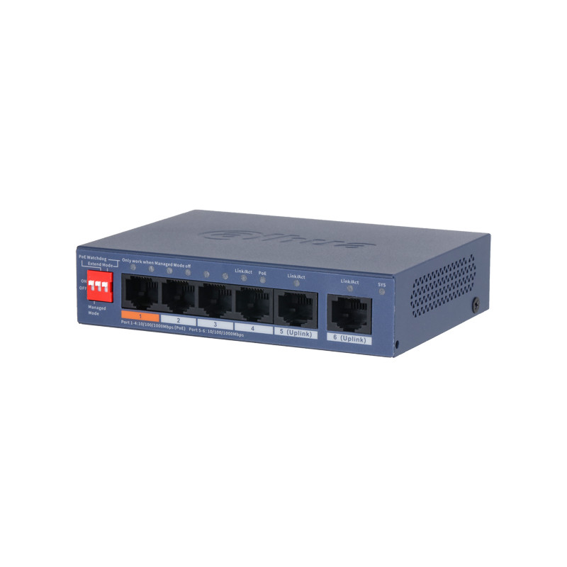 4-Port PoE Switch 10/100/1000 Mbit/s Cloud-verwaltet DAHUA CS4006-4GT-60-V2