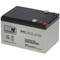 AGM akumulators 12V 12Ah bezapkopes VRLA UPS signalizācijai ugunsdrošības sistēmām CCTV uzraudzībai avārijas barošanai MW POWER 