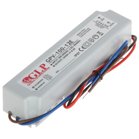 Font d'alimentació commutada hermètica IP67 12V 8.3A 100W per a LED i CCTV de paret estabilitzada GLP 12V/8.3A/GPV-MINI