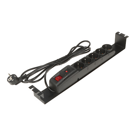 Surge protection power strip for 19 inch RACK cabinet 1U 5 sockets interference filter 2.9m cable ACAR ACAR-F5/FA/RACK
