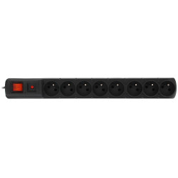 Multipresa di sovratensione per armadio RACK 19 pollici 1U 8 prese cavo 3m nera con interruttore automatico ACAR ACAR-S8/FA/RACK