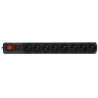 Regleta d'alimentació contra sobretensions per a armari RACK 19 polzades 1U 8 preses cable 3m negre fusible automàtic ACAR ACAR-