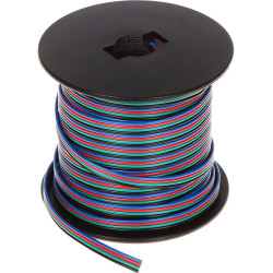Кабел за RGB LED ленти 4x0.35mm многожилен PVC 25m макара за вътрешни инсталации цветни жила ORNO AD-TL-6498/RGB/25M