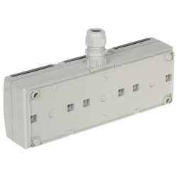 Triple Surface Mounted Hermetic Socket IP65 with Earthing and Shutter Grey RAL7035 Durable Outdoor Elektro-Plast AQUANT-G3/EPN