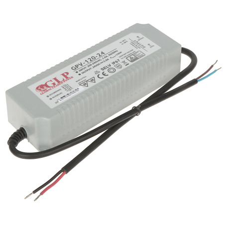 Hermetiškas impulsinis maitinimo šaltinis IP67 24V 5A 120W LED ir CCTV stebėjimui GLP 24V/5A/GPV