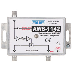 2출력 조절형 안테나 증폭기 DVB-T2 VHF UHF LTE 5G 필터 지상파 TV 신호 분배기 AMS AWS-1142