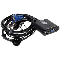 2-portový KVM prepínač Klávesnica Myš Monitor Rozdeľovač video signálu VGA USB prepínač ATEN CS-22U