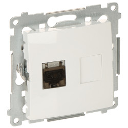 Τερματική πρίζα RJ45 θωρακισμένη S/FTP Cat.6 χωνευτή λευκή Premium Nature με κάλυμμα σκόνης δικτύου KONTAKT Simon D61E.01/11-SIM