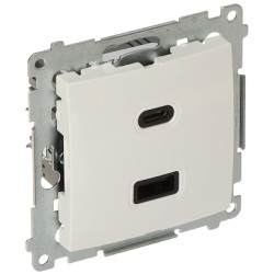 Gniazdo ładowania USB-A USB-C 5V 3.1A podtynkowe białe Premium szybkie ładowanie smartfon tab KONTAKT Simon DEC2CA.01/11-SIMON54