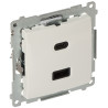 USB-A USB-C ladekontakt 5V 3.1A innfelt hvit Premium hurtiglading smarttelefon nettbrett vegglader KONTAKT Simon DEC2CA.01/11-SI