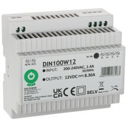 Импулсно захранване за DIN шина 12V 8.3A 100W с регулиране на напрежението и монтаж TS-35 POS DIN100W12