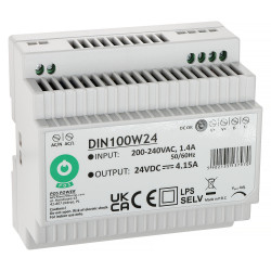 Impulsiniam maitinimo šaltinis DIN bėgeliui 24V DC 4.15A 100W įtampos reguliavimas efektyvus profesionalus POS DIN100W24