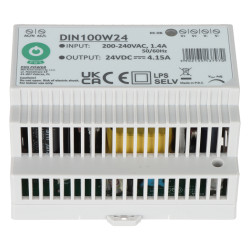 Alimentatore switching su guida DIN 24V DC 4.15A 100W regolazione tensione efficiente professionale POS DIN100W24