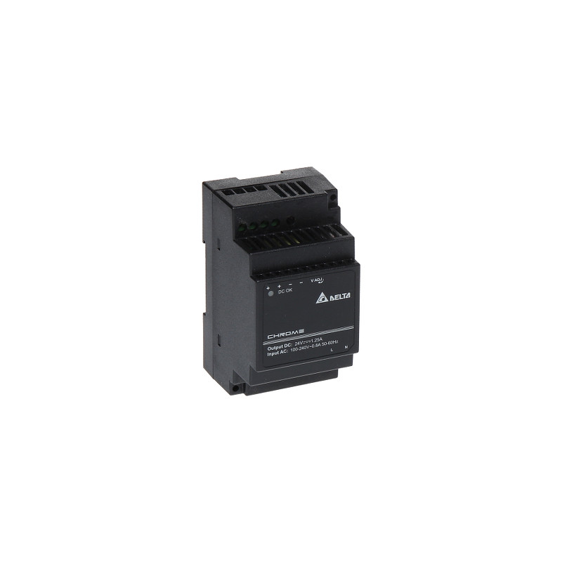 Fonte de alimentação chaveada para trilho DIN 24V DC 1.25A 30W eficiente estabilizada para quadros de comando Delta Electronics 
