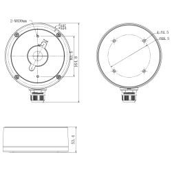 Attāluma griestu stiprinājums kupola un sfēriskām kamerām balts alumīnija CCTV montāžas kārbas adapteris Hikvision DS-1280ZJ-DM2