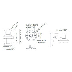 Suport de paret per a càmeres domo i esfèriques blanc alumini pas de cables Hikvision DS-1473ZJ-135