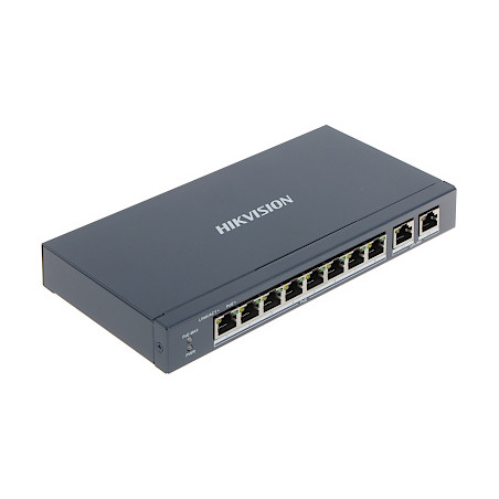 Switch PoE 8 ports 10/100 Mbps + 2 ports Uplink Gigabit 1000 Mbps Extend 300m 60W Hikvision DS-3E0310P-E/M