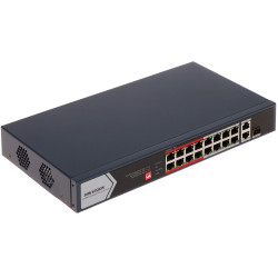 16 prievadų PoE jungiklis RJ45 10/100 Mbps + 2 Gigabit SFP Combo Uplink prievadai 19 colių stovo CCTV IP stebėjimui Hikvision DS
