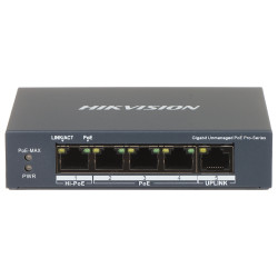 4-portový gigabitový PoE prepínač Hi-PoE 60W stolný sieťový switch Extend 300m Watchdog izolácia portov Hikvision DS-3E0505HP-E